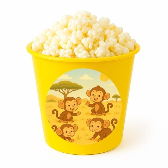 Balde de Pipoca Personalizado Infantil Macaquinhos