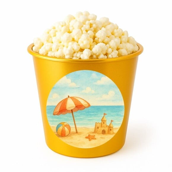 Balde de Pipoca Personalizado Infantil Mar e Praia Aquarela