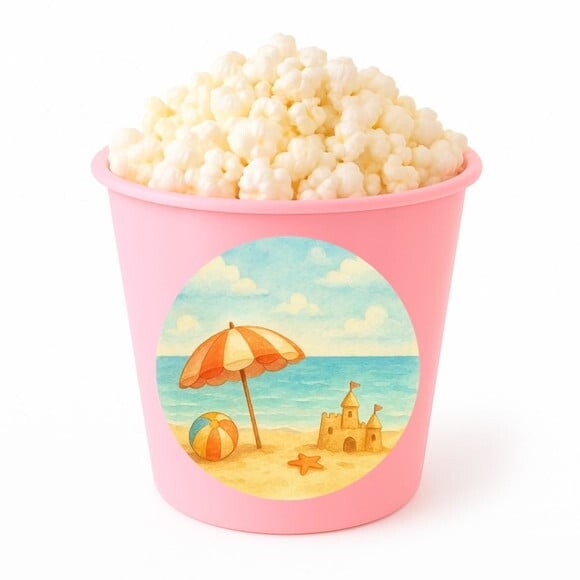Balde de Pipoca Personalizado Infantil Mar e Praia Aquarela