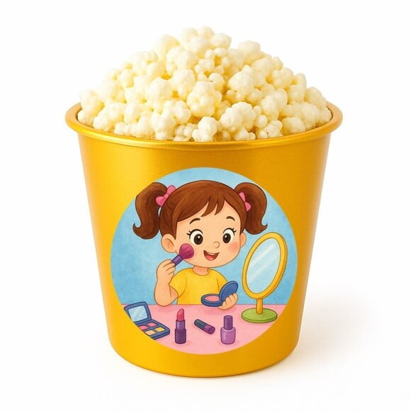 Balde de Pipoca Personalizado Infantil Maquiagem