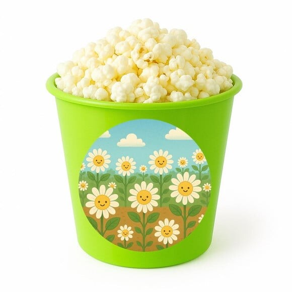 Balde de Pipoca Personalizado Infantil Margaridas