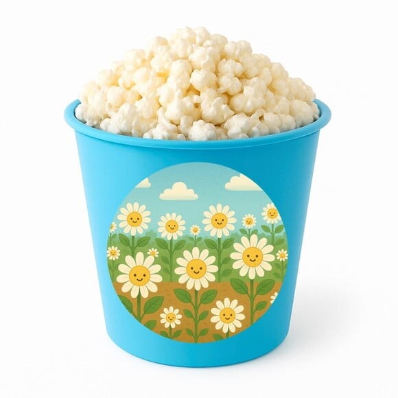 Balde de Pipoca Personalizado Infantil Margaridas