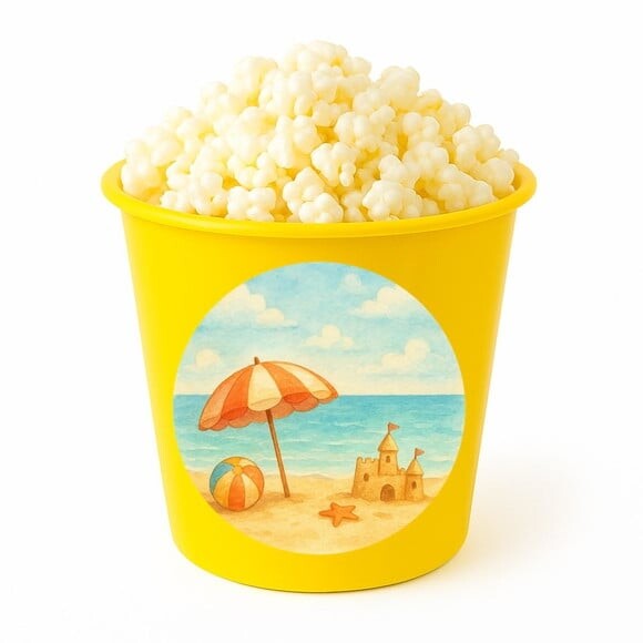 Balde de Pipoca Personalizado Infantil Mar e Praia Aquarela