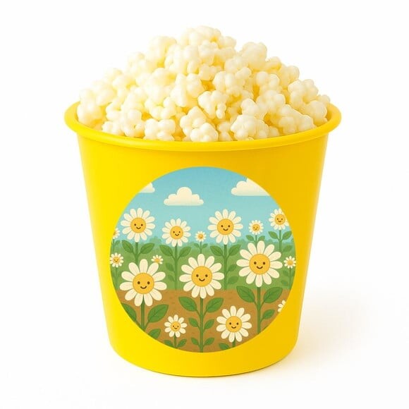 Balde de Pipoca Personalizado Infantil Margaridas