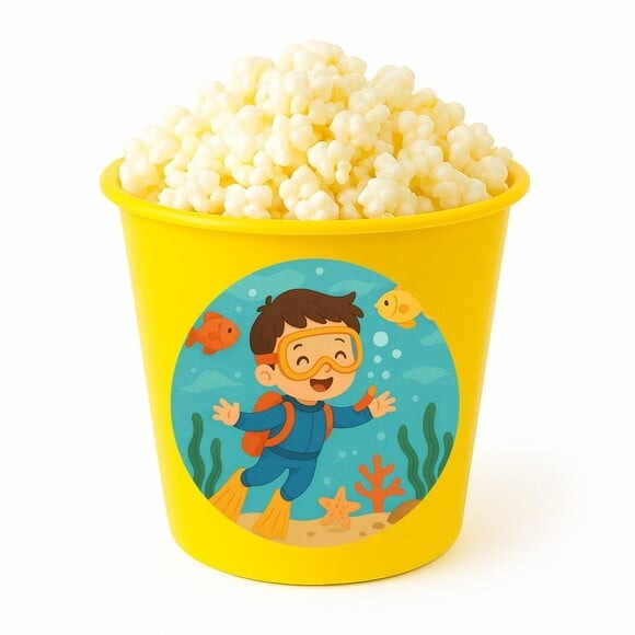 Balde de Pipoca Personalizado Infantil Menino Mergulhador