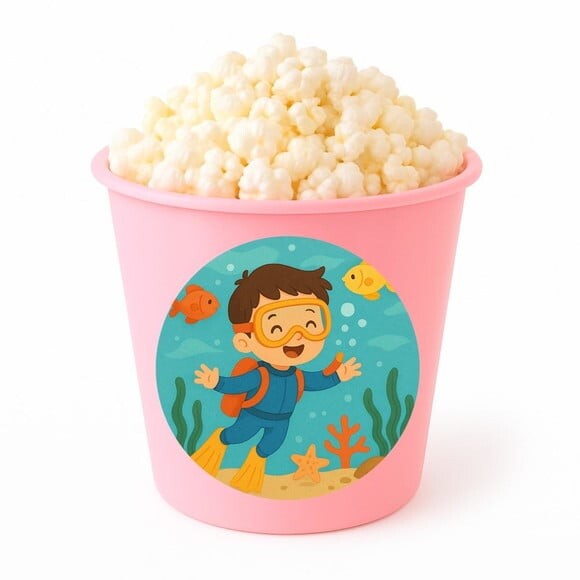 Balde de Pipoca Personalizado Infantil Menino Mergulhador