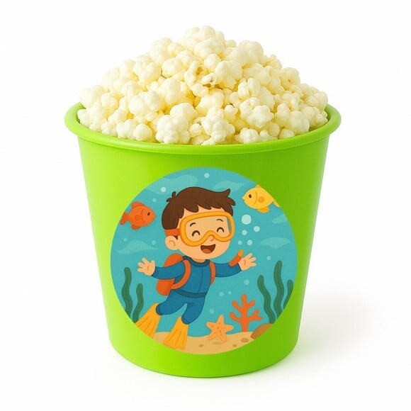 Balde de Pipoca Personalizado Infantil Menino Mergulhador