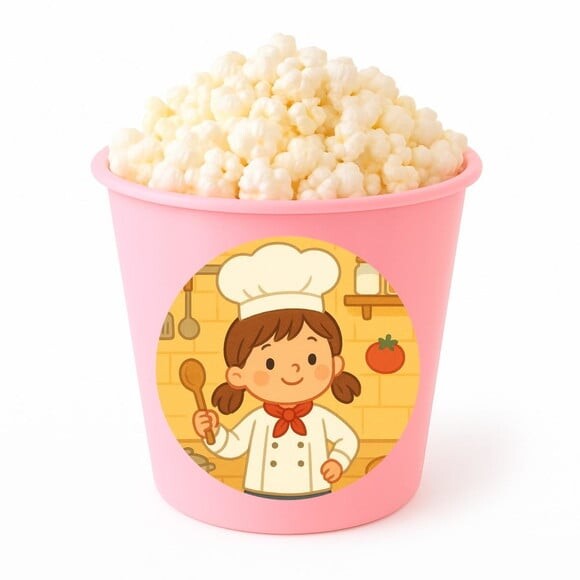 Balde de Pipoca Personalizado Infantil Mini Chefe Menina