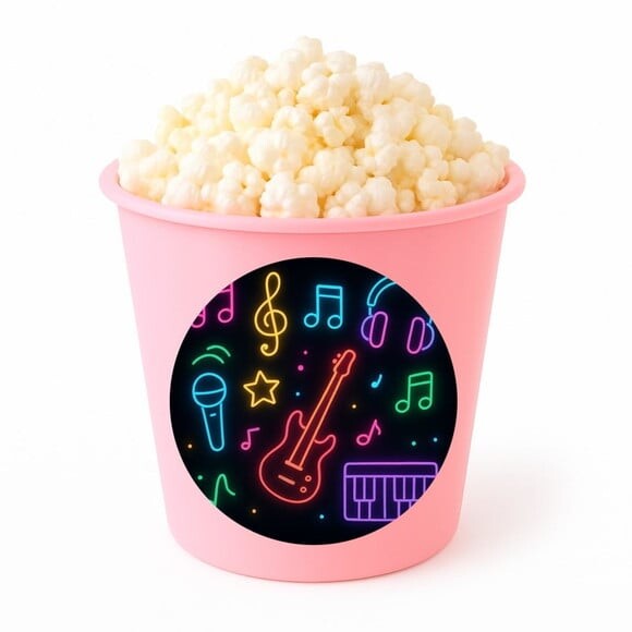 Balde de Pipoca Personalizado Infantil Neon Musical