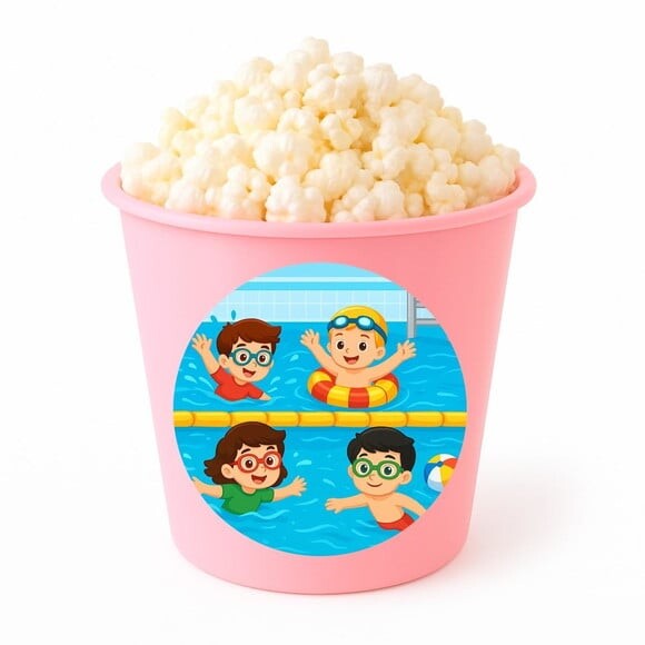Balde de Pipoca Personalizado Infantil Natação