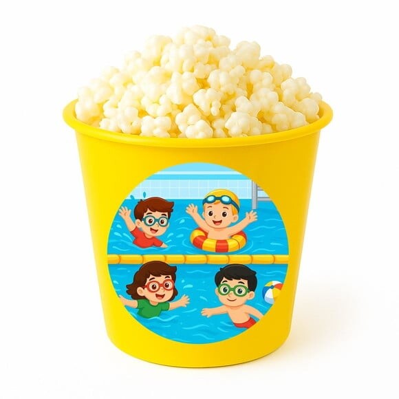 Balde de Pipoca Personalizado Infantil Natação