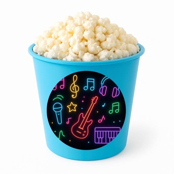 Balde de Pipoca Personalizado Infantil Neon Musical