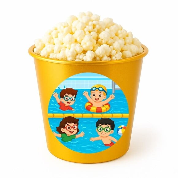 Balde de Pipoca Personalizado Infantil Natação