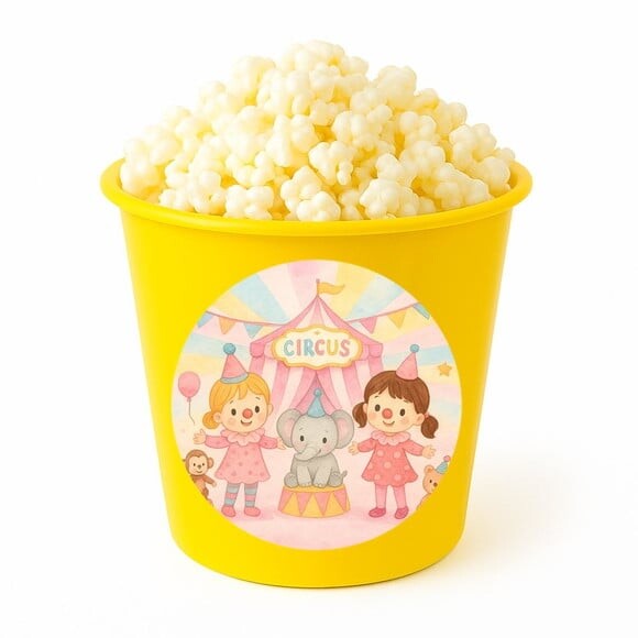 Balde de Pipoca Personalizado Infantil Palhacinhas Aquarela