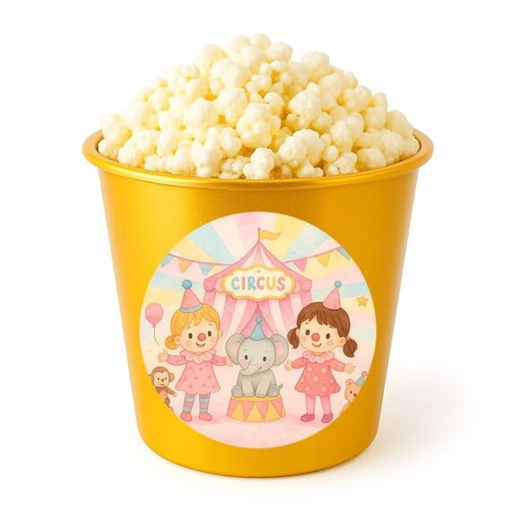 Balde de Pipoca Personalizado Infantil Palhacinhas Aquarela