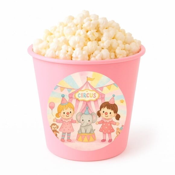 Balde de Pipoca Personalizado Infantil Palhacinhas Aquarela