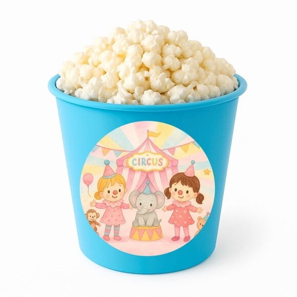 Balde de Pipoca Personalizado Infantil Palhacinhas Aquarela