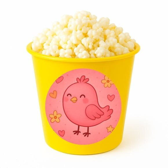 Balde de Pipoca Personalizado Infantil Passarinho Rosa
