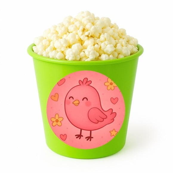 Balde de Pipoca Personalizado Infantil Passarinho Rosa