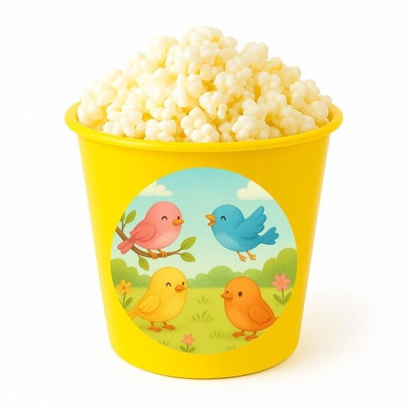 Balde de Pipoca Personalizado Infantil Passarinhos
