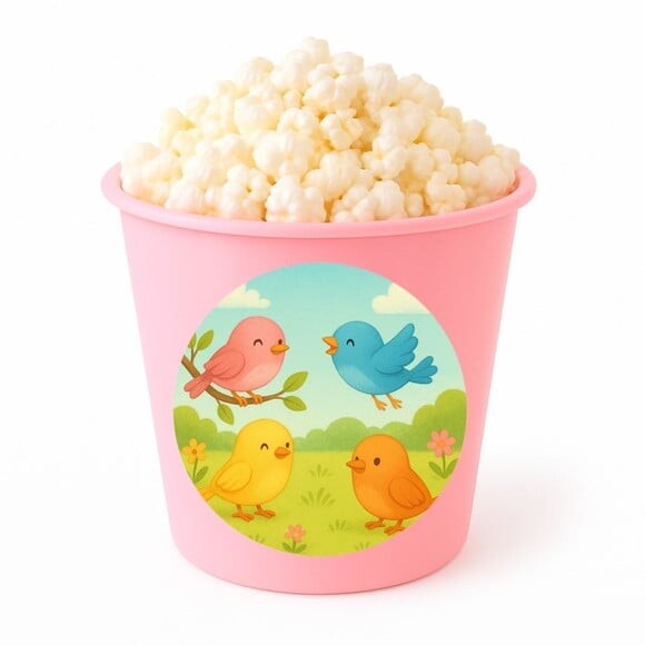 Balde de Pipoca Personalizado Infantil Passarinhos