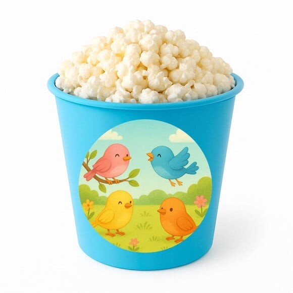 Balde de Pipoca Personalizado Infantil Passarinhos