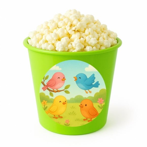 Balde de Pipoca Personalizado Infantil Passarinhos