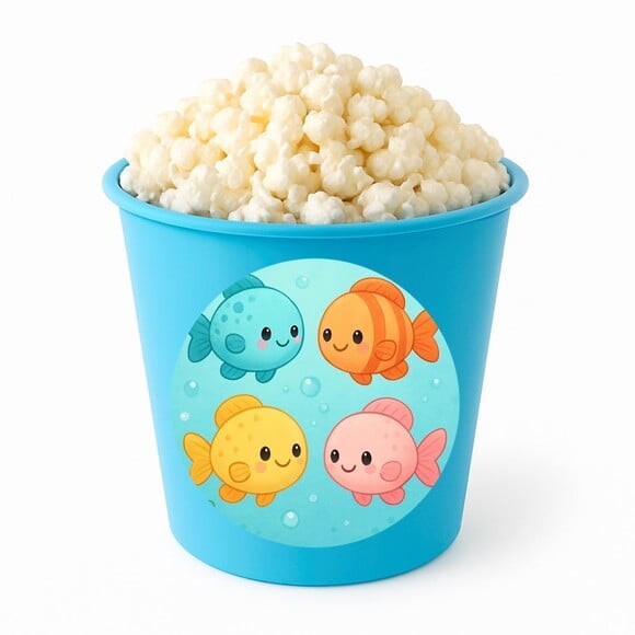 Balde de Pipoca Personalizado Infantil Peixinhos Baby