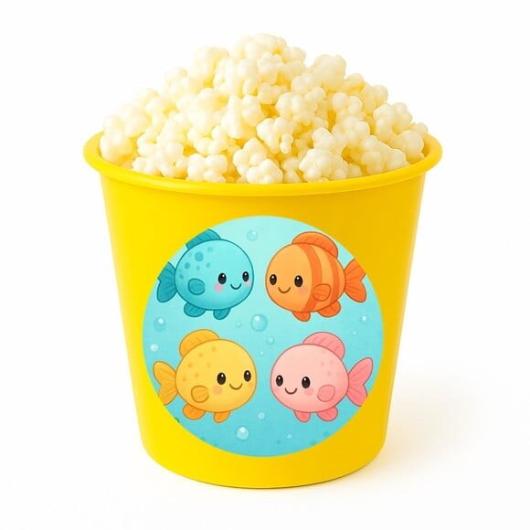 Balde de Pipoca Personalizado Infantil Peixinhos Baby