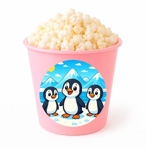 Balde de Pipoca Personalizado Infantil Pinguins