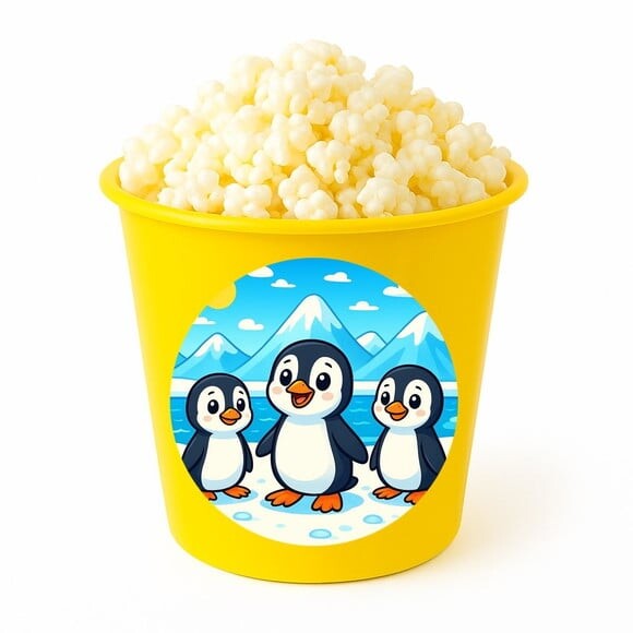 Balde de Pipoca Personalizado Infantil Pinguins