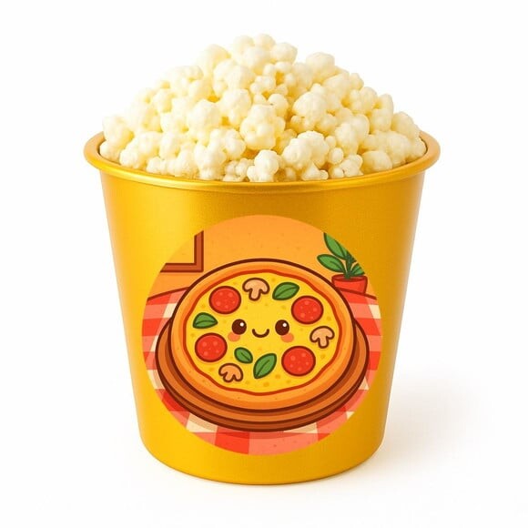 Balde de Pipoca Personalizado Infantil Pizza Divertida