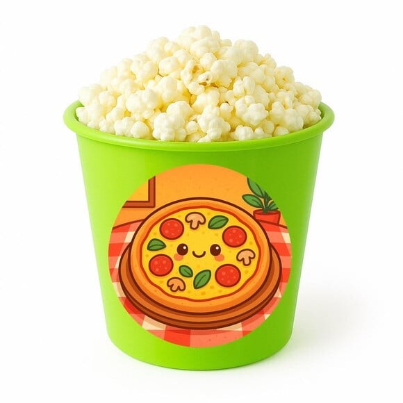 Balde de Pipoca Personalizado Infantil Pizza Divertida