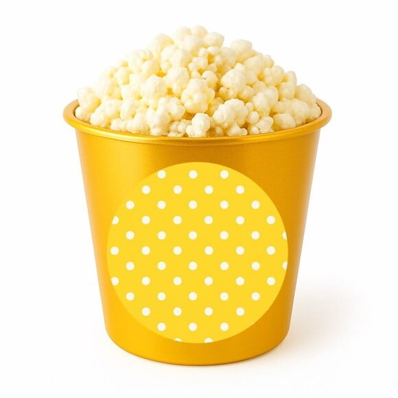 Balde de Pipoca Personalizado Infantil Poá Amarelo