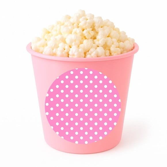 Balde de Pipoca Personalizado Infantil Poá Rosa Pink