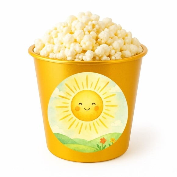Balde de Pipoca Personalizado Infantil Raio de Sol Aquarela