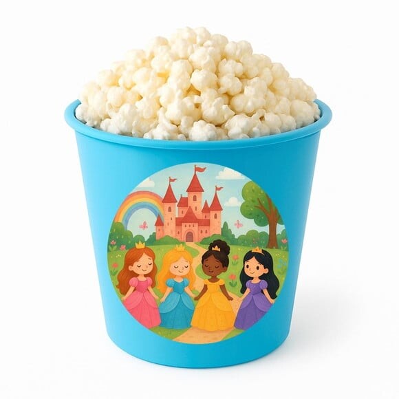 Balde de Pipoca Personalizado Infantil Princesas Encantadas