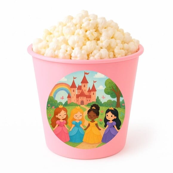 Balde de Pipoca Personalizado Infantil Princesas Encantadas
