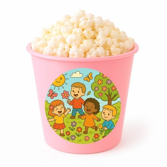 Balde de Pipoca Personalizado Infantil Primavera Divertida