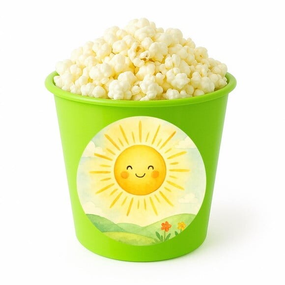 Balde de Pipoca Personalizado Infantil Raio de Sol Aquarela