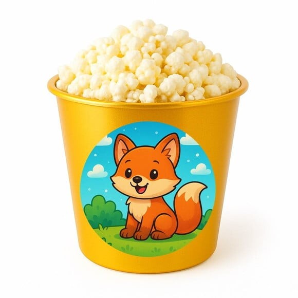 Balde de Pipoca Personalizado Infantil Raposinha