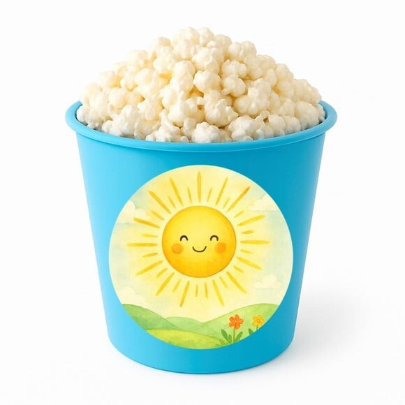 Balde de Pipoca Personalizado Infantil Raio de Sol Aquarela