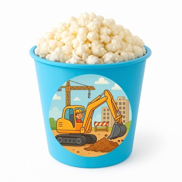 Balde de Pipoca Personalizado Infantil Retroescavadeira