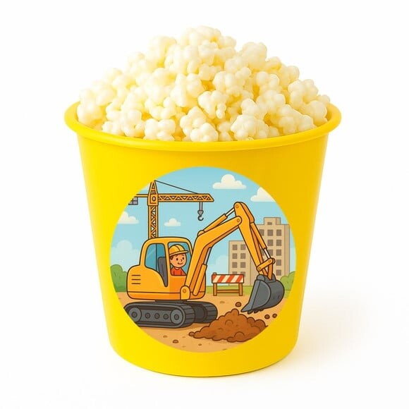 Balde de Pipoca Personalizado Infantil Retroescavadeira