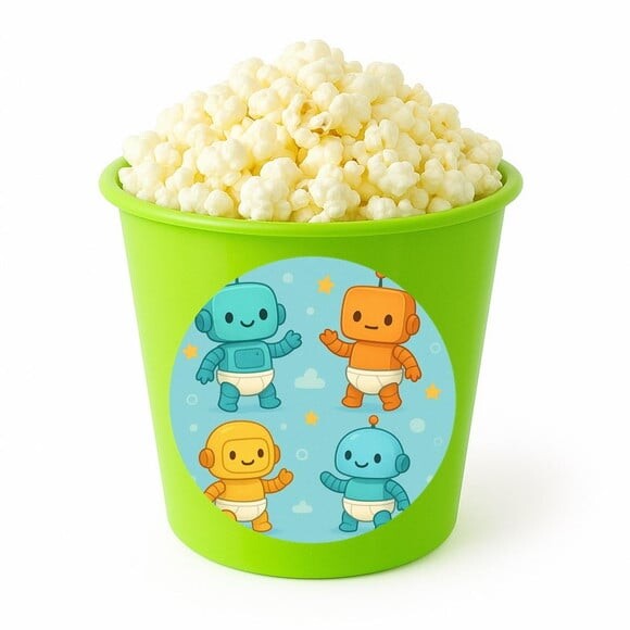 Balde de Pipoca Personalizado Infantil Robôs Baby