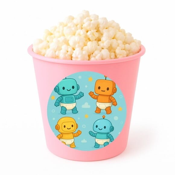 Balde de Pipoca Personalizado Infantil Robôs Baby