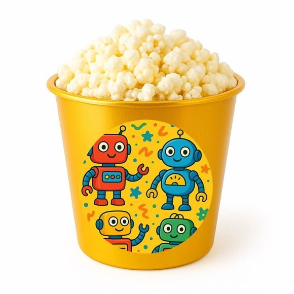 Balde de Pipoca Personalizado Infantil Robôs Divertidos