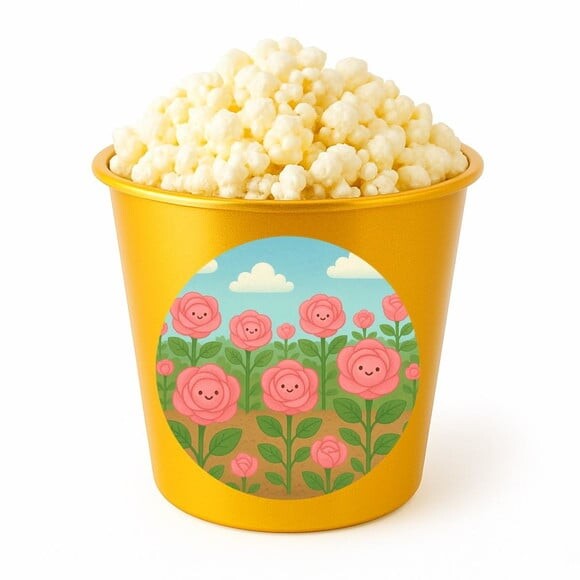 Balde de Pipoca Personalizado Infantil Rosas Fofas