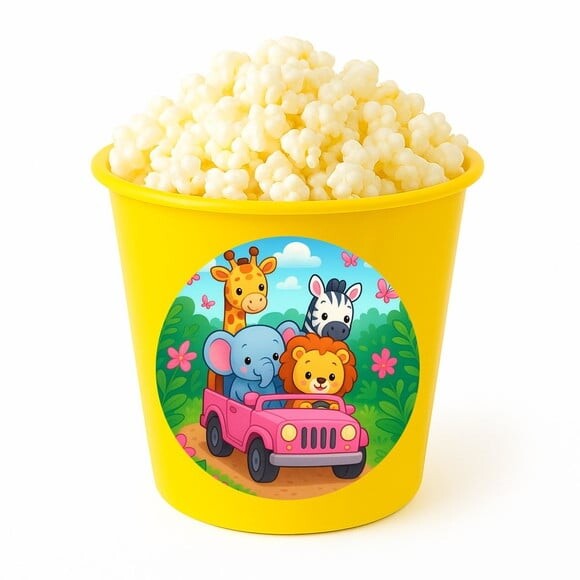 Balde de Pipoca Personalizado Infantil Safari Rosa