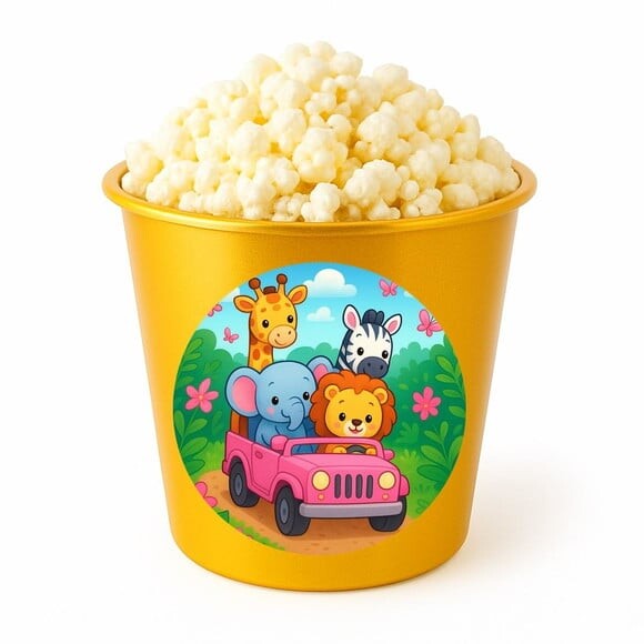 Balde de Pipoca Personalizado Infantil Safari Rosa